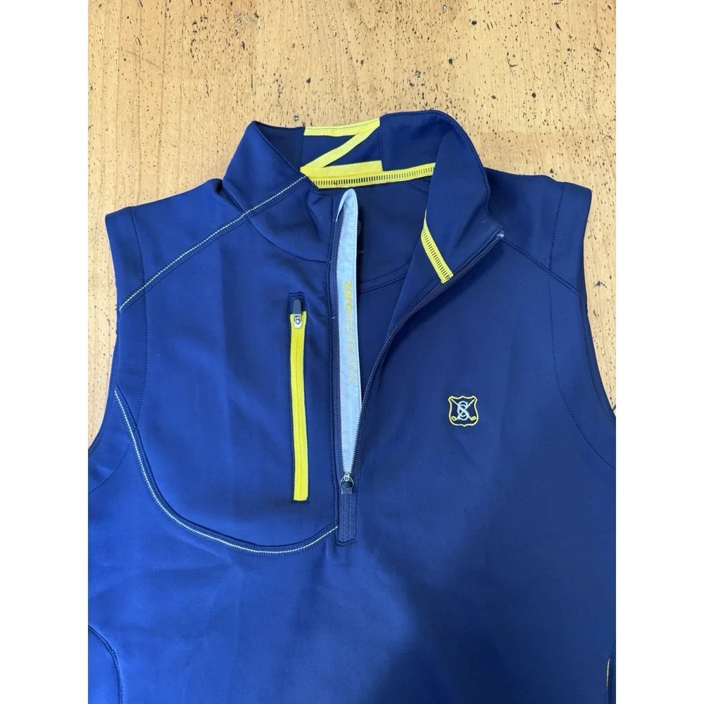 Zero Restriction Vest Mens Small Navy Blue Tour Series Performance 1/4 Zip Golf